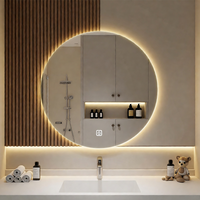 Hardwired Round Smart Bathroom Mirror with LED Lights Wall Mounted 3 Colours Dimmable IP54 Waterproof Touch Switch