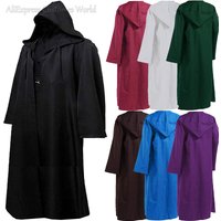 Medieval Wizard Vampire Robe Cloak Cape Men Kids Tunic Hooded Robe Cloak Knight Cosplay Costume Monk Fancy Halloween Women Party