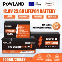 POWLAND 100Ah 200Ah 300Ah Bateria LiFePO4 6000+ Cykli RV 12V 24V System Przechowywania Energii Słonecznej Łódź Golf Energia Słoneczna Kemping Magazyn UE