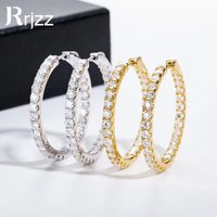 Rrjzz 5A Zircon Huggie Hoop Earrings 14K Gold Plated CZ Lab Created Diamond Earrings for Women Hypoallergenic Jewelry Gift