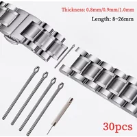 30Pcs Watch Band Link Pins Stainless Steel Strap Connect Bar 18/20/22mm 8-26mm Repair Tool 0.8/0.9/1.0mm Thickness Split Pins