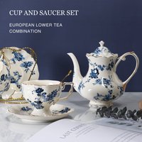 European Vintage Floral Ceramic Teapot, Luxury Coffee Cup & Saucer, Afternoon Coffee Tea Service for Home Office ,Elegant Gift