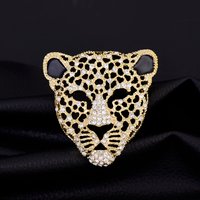 Rhinestone Leopard Head Retro Hollowed-out Men's Suit Brooch Women's Sweater Needle Enamel Needle