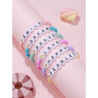 6Pcs/Set Positive Energy Letters Courage Words Stackable Bracelet Besties Layering Friendship Candy Coloured Bead Girl Jewelry