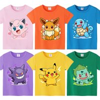 Anime Pokemons Kawaii T-shirts for Children Pikachu Cartoon Cute Short-sleeved Top Boys Girls Summer Fashion Kawaii T-shirt Gift