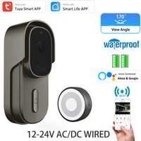 Tuya Video Doorbell WiFi Wireless Door Bell DC AC Battery Powered 1080P 2MP Waterproof with Alexa Door bell Camerar Smart Home