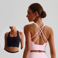 Lightweight Soft Strappy Sports Bras Women Naked Feel Crisscross Padded Push Up Fitness Yoga Bra Top Gym Athletic Brassiere