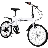 AliExpress White Foldable Bicycle for Kids & Adults (4.6-6.2ft) - 6-Speed, Dual V-Brakes,Portable for Outdoor, Muddy, Mountain Roads