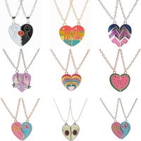2 Pcs/Set Best Friends Pendant Necklace for Women Cute Avocado Lover Broken Heart Clavicle Chain BFF Best Friends Jewelry Gifts