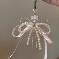 Women's Bag Pendants Sweet Ballet Style Pink Bow Pearl Fashionable Kawaii Bag Accessories Multifunctional Phone Chains Keychains
