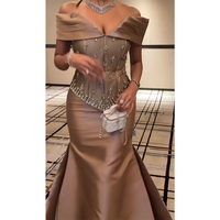 Elegant Wedding Party Dresses for Women Crystal Off The Shoulder Pleat Satin Evening Gowns Modern Mermaid Prom Dress Customized