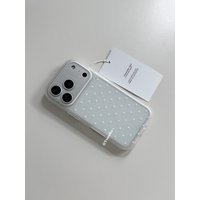 Summer Slim Korean Ins White Polka Dot Print Phone Case For iPhone 17 Air 16 15 14 13 12 11 Pro Max Matte Clear Shockproof Cover