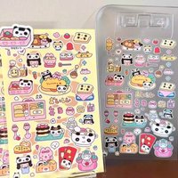 Japanese Panda Girl Series Panda Lunch Diy Handbook Stickers Cute Ccd Mobile Phone Case Guka Decorative Small Elements Cute Gift