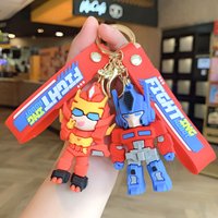 Creative Cartoon Transformer Keychain Backpack Pendant Toy Doll Gift Small Soft Rubber Material Double Shoulder Bag Suitable