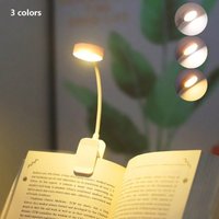 1Pc Portable LED Clip-on Reading Light, Three Color Temperatures, Long Press to Adjust Brightness, White Shell
