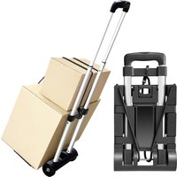 Klappbare Handwagen aus Aluminium, kleiner zusammenklappbarer Handwagen mit 2 Rädern, zusammenklappbarer Wagen, tragbarer Transportwagen, robuster Tra