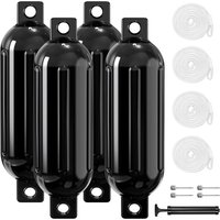 4.5/6.5 Inch Boat Fender 4 Pack Fenders with 4 Ropes Boat Bumpers for Pontoon Inflatable Air Pump UV Saltwater Resistant