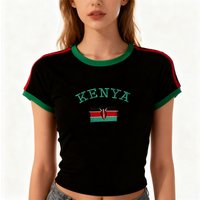 Y2K KENYA Letter Print Cut Out Top Women's T-shirt Sexy Fit Short Sleeve Gothic Harajuku Emo Girls Streetwear Aesthetic Crop Tee