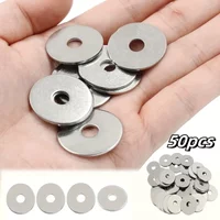 50 Pcs M6 Flat Washers - Galvanized Thickened Metal Spacers for Indoor & Outdoor Use Rustproof