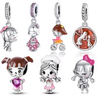 Charms Plata Kimono Girl Pendant Silver Colors For Charms Silver Colors Original Bracelet for Jewelry Making