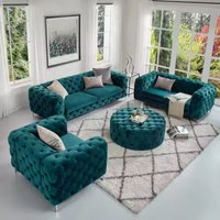 Modular Chesterfield Combination Sofa Furniture Set Living Room Nordic Style 2 Seats Green Velvet Leisure Sofa