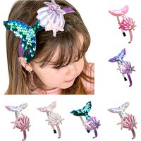 Girls Hairbands Mermaid Headwear Color Sequin Shells Shiny Princess Sweet Children's Hair Accessories Photo Prop Party Headbands