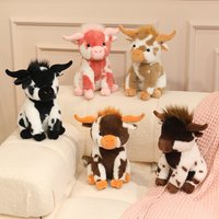 30cm Simulation Highland Cattle Plush Toys Soft Stuffed Sitting Pose Cow Doll Cuddly Home Ornamnet Animal Toys Room Decor