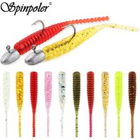 Spinpoler Mini Micro Tail Soft Bait Fishing Lure Silicone Worm 4cm Ajing Jerking Swimming Minnow For Bass Ice Rock Fish 100pcs