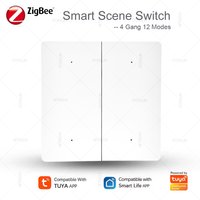 Tuya ZigBee Smart Scene Switch Wireless 12 Scene 4 Gang Push Button Remote Control Switches Automation Scenario For Tuya Devices