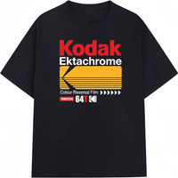 Kodak Summer Brand 100% Pure Cotton Men T-shirt Daily Outdoor Sports Street Casual Solid Color Versatile Breathable Short Sleeve