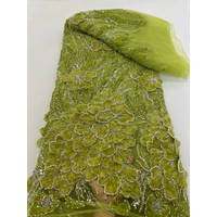 High Quality Fashion French Mesh Embroidery Sequins African Lace Luxury Nigerian Beads Tulle Lace Fabric For Wedding Dress Party