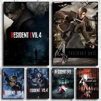 R-Resident Evil Game Poster Stickers Mural Painting Self-Adhesive Wall Decals for Bedroom Living Room Home HD Decor Gift