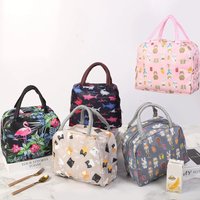 Cartoon Print Lunch Bag Waterproof Oxford Cloth Portable Tote Thermal Insulated Aluminum Film Lunch Box Bag for Work Picnic