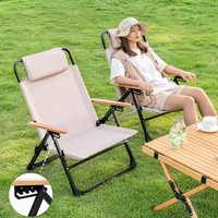 Portable Folding Recliner Chair 5 Gear Adjustable Angle High Back Kermit Upgrade for Camping Fishing Garden Outdoor Ergonomic