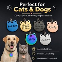 Cat Face Pet Tag Personalized Carved Stainless Steel ID Tag Smooth Polished Anti-lost Charm Cat Collar