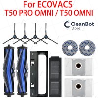 For ECOVACS T50 pro Omni T50 Omni Robot Vacuum Accessories - Main Side Brushes Mop Cloths HEPA Filters Dust Bags Spare Parts