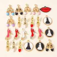 10pcs Cute Enamel Make Up Bag High Heels Charms Pendants for Jewelry Making Drop Earrings Necklaces DIY Crafts Gifts