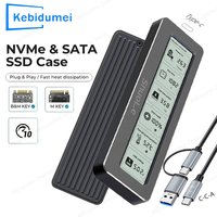M.2 NVME/NGFF Dual Protocol SSD Enclosure Visual Smart SSD Case Health Detection USB 3.2 Gen 2 10Gbps Aluminum Alloy PCI-E Shell