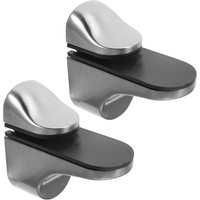 2Pcs Wall Mounted Adjustable Glass Bracket Heavy Duty Shelf Support Brushed Nickel for Glass Shelves Bathroom Kitchen Modern