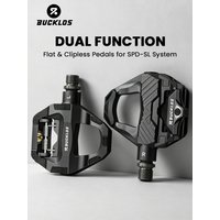 AliExpress BUCKLOS Dual Function Bike Pedal Flat Clipless Cycling Pedals Platform with Cleats Bicycle Pedals for SPD SL Carbon Bike Parts