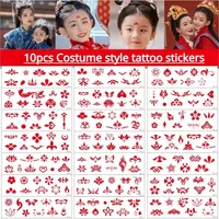 30pcs Flower Eyebrow Child Stickers Chinese Style Ancient Costume Forehead Prints Ancient Style Flower Print Tattoo Sticker Girl