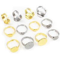 10pcs 6/8/10/12/14/15mm 304 Stainless Steel Gold Plated Adjustable Ring Settings Blank Base,Fit 8-15mm Glass Cabochons DIY