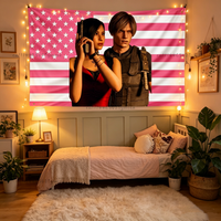 Creative Poster Tapestry A-Ada Wong Leon Kennedy Pink American Flags Tapestries Aesthetic Bedroom Background Cloth Garden Banner
