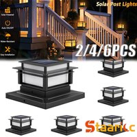STAARIC 6 Pack Solar Post Cap Lights 4x4 Inch Outdoor Flame Design Waterproof for Garden Deck Patio Yard Black Finish