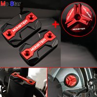 MONSTER Accessories Motorcycle Front Brake Fluid Tank Cap & Filling Port Cap For DUCATI Hypermotard Monster 796 795 696 695 821