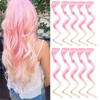 10 PCS Colored Hair Extensions Clip in Curly Wavy Colorful Extension for Kids Girls Party Highlights Synthetic Clip in Hairpiece