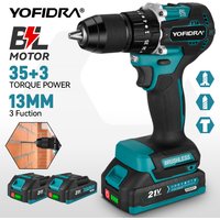 YOFIDRA 13MM 35+3 Niskotokowa Bezszczotkowa Wiertarko-Wkrętarka Akumulatorowa Narzędzie Elektryczne Do Akumulatorów Makita 18V Pin