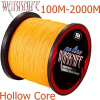 Warknife 16 Strands 100M - 2000M Hollow Core PE Extreme Japan Braided Fishing Line 20LBs-500LBs Assist Line Fluorescent Orange