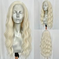 Platinum Blonde Long Curly Wavy Synthetic Hair Wigs for Women Free Part 60 Blonde Deep Wave Loose Curly 13X4 Frontal Daily Party