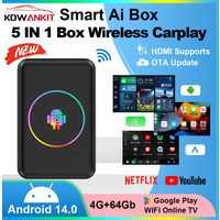 Android 14 4+64G Wireless CarPlay Ai Box Kowankit Smart 5 in 1 HDMI Plug & Play Android Auto Car Tv Box For Netflix YouTube 2026 image 4